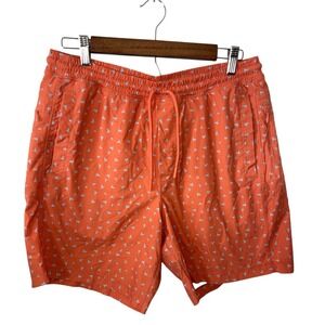 Birddogs Lined Shorts Pants Mens L Pants Stretch Orange Boomstick Drawstring AOP